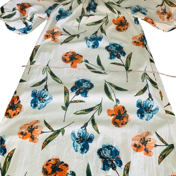 FRANCES VALENTINE MAXI CASUAL COTTON DRESS WHITE WITH BRIGHT FLORALS SIZE XS - Picture 8 of 11